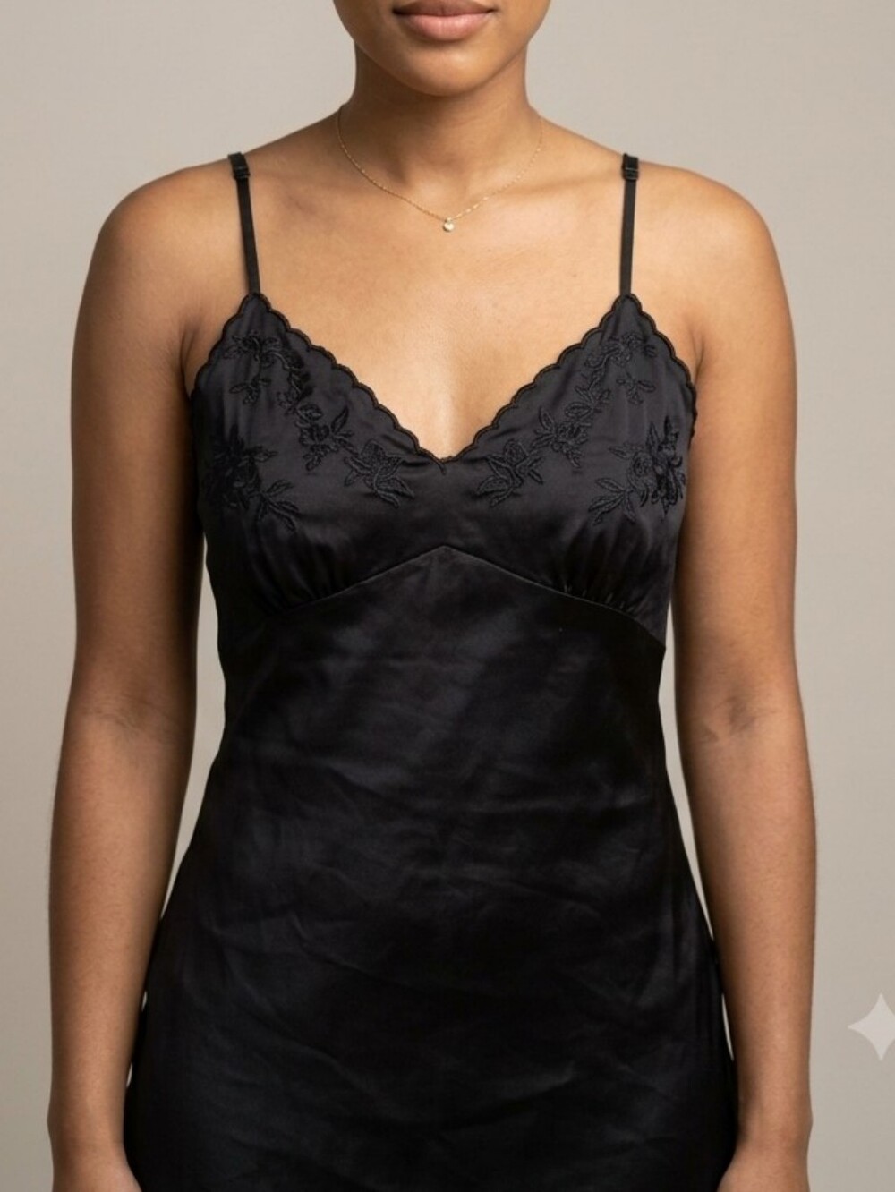 Zara Black Satin Floral Embroidered Camisole Top Lace Trim Size Medium